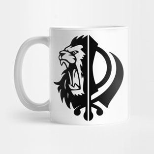 Sikh symbol khanda with Half Lion Face Mug